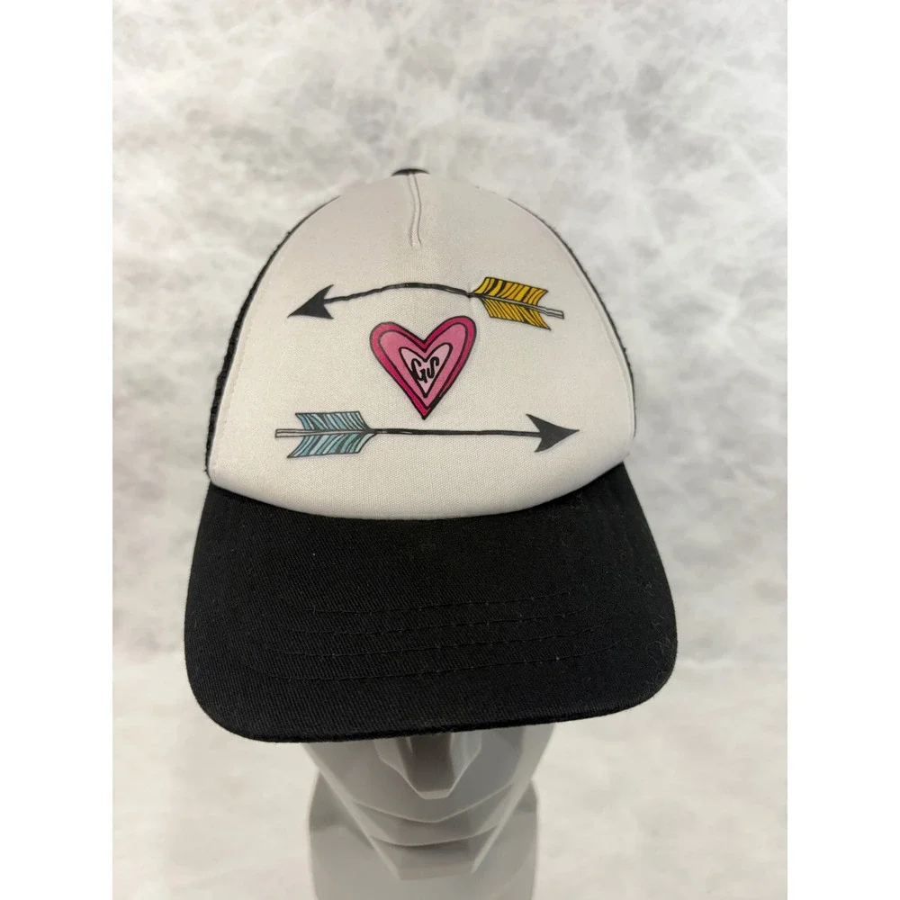 Grom Squad Kids Big Trucker Hat Heart Arrow Snapback Black White 18M-5Y